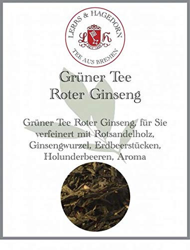 Lerbs & Hagedorn, Grüner Tee Roter Ginseng | 1.5kg (ca. 122 Liter) Rotsandelholz, Ginsengwurzel, Erdbeerstücken, Holunderbeeren