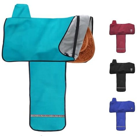 Harrison Howard Premium Western Saddle Cover Fender Protection with Unique Fleece Lining to Avoid Unnecessary Wear/Tear Perfect for Travelling-Teal