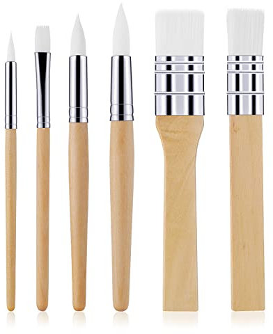 cobee Holzpinsel Set, 6Teiliges Pinselset für Acrylmalerei Malpinsel Kit, Künstlerpinsel für Öl Aquarell Leinwand Rock Körper Gesicht Nagelkunst DIY Kunsthandwerksbedarf