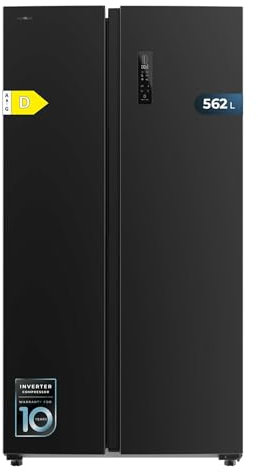 Cecotec Frigorifero Americano Bolero CoolMarket SBS 562 Scuro D. Compressore Inverter Plus Frigorifero Side By Side Inox Scuro 177X91.2Cm, 562L, No Frost, Multiairflow, Classe D, Fast Cooling