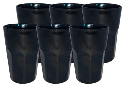 SPARKLERS Club - Juego de 6 vasos de cóctel Mojito color negro 33 cl – Cristal irrompible en SAN (acrílico), fabricado en Francia, fácil agarre y cristal tubo para noche y eventos