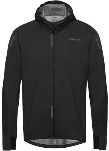 GOREWEAR Concurve GORE-TEX Men’s Running Jacket | Waterproof, Lightweight, Breathable | Packable Rain Jacket with Hood Black Medium