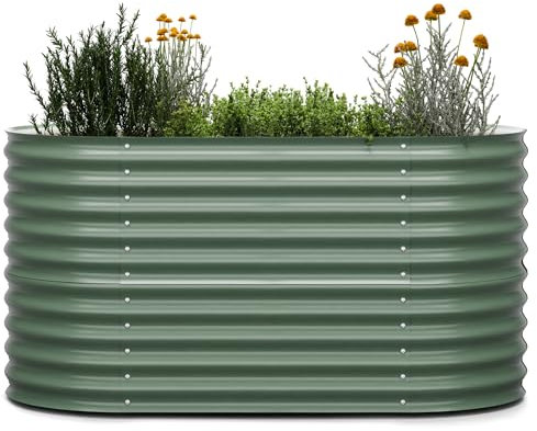 blumfeldt High Grow Hochbeet - Ergonomisches 1.000-l-Hochbeet aus Rostfreiem Galvalume-Stahl für Gemüse und Kräuter, 80 cm Höhe, Einfache Montage, Frostsicher - Hochbeet aus Metall für Garten