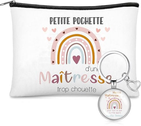 Otuuz Set de Cadeau de Remerciement à Crèche de Fin d'Année Porte-Clés Merci Pochette pour Maîtresse d'École Enseignant Professeur Graduation Remise des Diplômes de Maternelle Institutrice Primaire