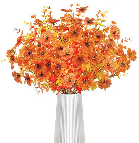 SHEPIN 6 Bündel Künstliche Herbststrauß Herbstdeko Kunstblume, Künstlich Eukalyptus Herbstblumen, Herbst Deko Künstliche Blumen und Herbstzweige für Innen Draußen Tisch Balkonkasten Blumenkasten