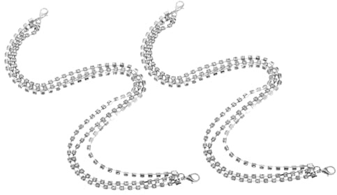 TENDYCOCO 1 Pair Layered Shoe Chains for Women, Rhinestone Lace Jewelry, Fashion Boot Chains, Silver Shoe Accessories, Zinc Alloy, 12.4 Inches