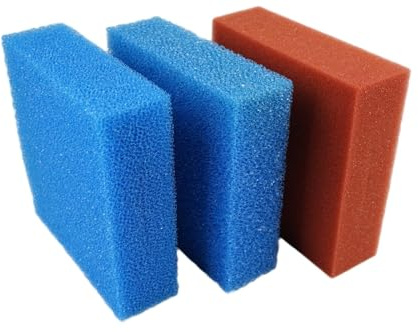 Ensemble de mousses de rechange BioTec 5/10/30 compatibles avec le filtre de bassin Oase Biotec/Mosses filtrantes rouges et bleues fendues/Dimensions 25 x 25 x 8 cm/Qualité allemande/Mousse filtrante