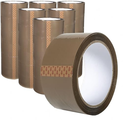ANRO Lot de 36 rouleaux de ruban adhésif d'emballage pour paquets en carton, 66 m x 48 mm, marron
