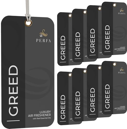 Card Car Air Fresheners - Greed Inspired Perfume Diffuser by Perfa | Luxury Fragrance - Weeks of Continuous Freshness - Great for Any Vehicle or Locker - 9 Pcs - A Perfect Everyday Indulgence