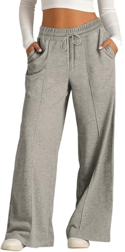 Neteson Pantaloni Sportivi Donna Larghi Pantaloni da Jogging Gamba Larga Pantalone della Tuta Vita Alta della con Tasche Pantaloni Jogger Fitness Sport Yoga