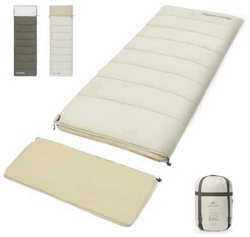 Naturehike 36-54℉ Camping Sleeping Bag for Adults, Spliceable Double Sleeping Bag 3 Seasons, Lightweight Waterproof Sleep Bags for Cold&Warm Weather (White)