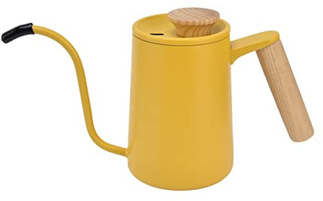 ZJchao Bollitore Elettrico, Bollitore a Collo di Cimice Kettle Stovetop Long Mouth Gelice Mano Mattina di caffè Giallo con Maniglia di Noci e Manico in Pentola per la Stufa, Compresa la Stufa a Gas,