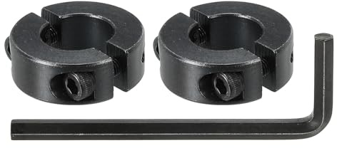 QUARKZMAN Borrhål 18 mm dubbel delad krage 36 mm ytterdiameter 13 mm tjock spännring av kolstål med gängstift och sexkantsnyckel (svart, förpackning med 2)