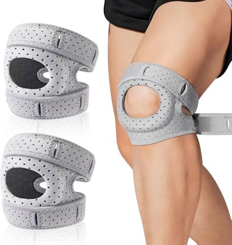 Snowtain 2 pièces Genouillère de Sport,Réglable Genouillère,Rotulienne et Ligamentaire,pour les Douleurs au Genou,Arthrite, Douleur au Ménisque