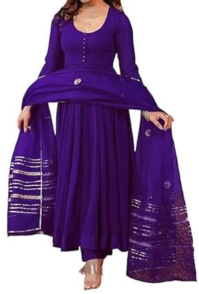 KULIA Completo Anarkali con Dupatta – Kurti in Stile Bollywood – Abbigliamento