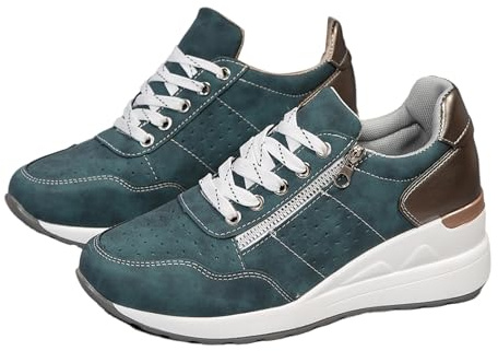 Fooceoute Basket Compensee Femme,Baskets à Talon Compensé,Baskets Femme CompenséS Caché Talon,Casual,Lacets,pour Le Quotidien(Augmentation de la Hauteur extérieure de 4 cm)