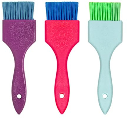 FESTFENDS Set 3 Pezzi Spazzole per Tintura Chioma Leggere in Pp e Nylon, Applicatore Tinta per Chioma Professionale per Saloni e Micro Trecce