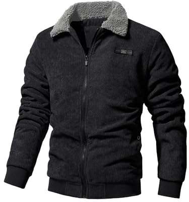 Vinter män med veke fleece krage lammskinn kappa tjock vadderad jacka med medellängd för kalla dagar