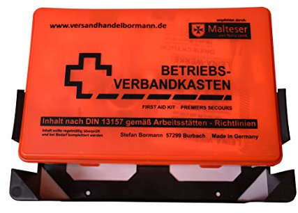 5 Stück Betriebsverbandkasten Rot/Orange Inhalt nach DIN 13157 gemäß Arbeitsstätten - Richtlinien Verbandskasten 1.Hilfe Verbandkasten mit Wandhalterung Verbandkasten