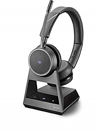 Plantronics – Voyager 4220 Office Headset (Poly) – Stereo Bluetooth-Kopfhörer mit Bügel-Mikrofon, Noise-Cancelling & Station USB-C – Anschluss an PC, Mac, Mobil-/Festnetztelefon, Teams (zertifiziert)