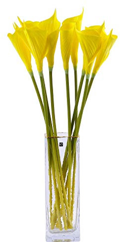 cn-Knight Calla artificiale Lily - Set di 10 gigli, stelo lungo 50 cm, per decorazioni per la casa, centrotavola per matrimoni, bouquet fai da te (giallo)