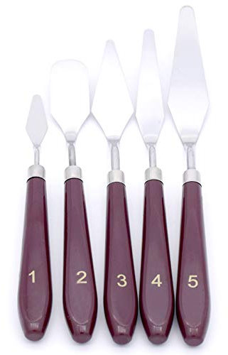 YMWALK Set di Spatole per tavolozza,5 Pezzi Coltello per Pittura in Acciaio Inossidabile Strumenti per Pittura a Olio per artisti Raschietto per spatola Accessori per miscelazione del Colore