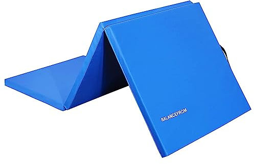 BalanceFrom 6x2 Feet 3-Panel Folding Gymnastics Mat – 1.5-Inch Thick Pad with Vinyl Surface and Carrying Handles for Tumbling, Yoga, Pilates, Home Workouts, and Martial Arts