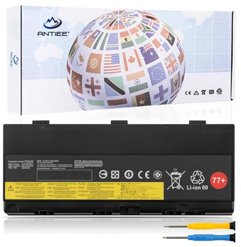 ANTIEE 77+ 00NY493 SB10H45078 Laptop Battery Compatible With Lenovo ThinkPad P50 P51 P52 Series Notebook 01AV477 SB10H45077 SB10H45078 00NY492 L17L6P51 L17M6P51 SB10K97 634 01AV495 77 77+11.25V 90Wh
