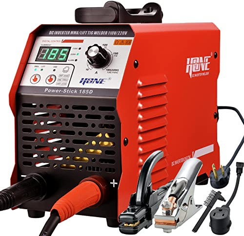 HONE ARC Welder, Actual 185Amp 110V/220V Stick Welder with Lift Tig Function, Digital IGBT Inverter Welding Machine with Hot Start Arc Force Anti-Stick VRD, High Duty Cycle for 1/16-5/32 Welding Rod