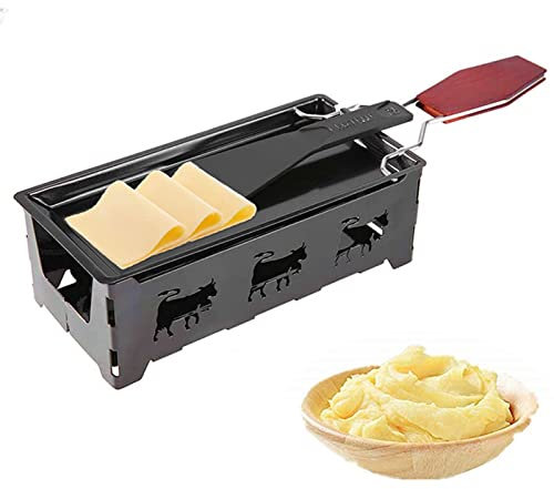 Holzsammlung Fromage Plateau De Cuisson en Acier,Mini Raclette Pliable Photophore Portable Raclette Rôtissoire - Faites Fondre Votre Fromage en 3 Minutes - bougies non incluses