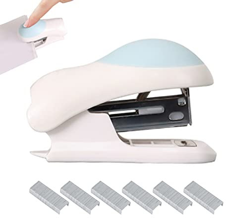 NINVVS 1pc Mini Desktop Stapler, 1 Box of Standard Size Nails, Portable Manual Stapler, Built-in Finisher, Cute Staples Gift for Students and Office