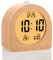 Plumeet Holz Digitalwecker, 10cm Batteriebetriebener Wecker mit Schlummer und Nachtlicht, Elektronische LCD Tischuhr mit Zeit, Datums, Temperatur, 12/24 Stunden-Anzeige, Holzdekor, Braun