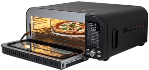 Horno para pizza Berlinger Haus, horno para pizza eléctrico – 2000 W, 15 funciones de cocción, pantalla digital, calentamiento rápido hasta 400 °C, ventana de vidrio de triple capa negro