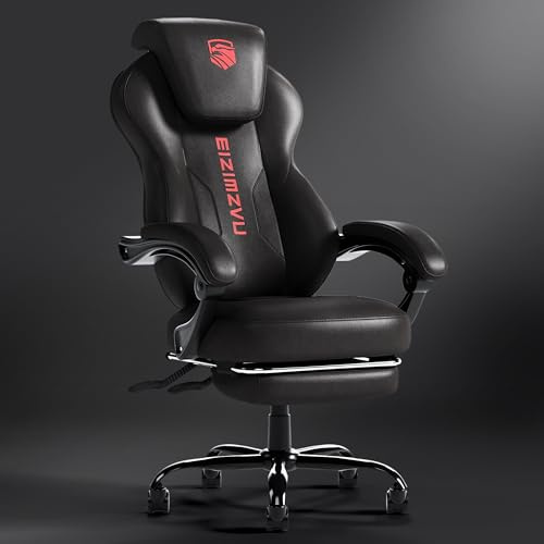 EIZIMZVU Ergonomic Home Office Chair with Adjustable Headrest, 5 Thick Cushion, High Back Swivel Desk Chair, Multiple Materials & Colors Computer Chair (High-back, 2274-PU-Red)