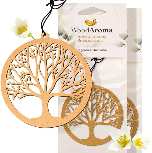 Deodorante in legno per auto albero 2 pezzi – purificatore d'aria naturale sospeso – profumo duraturo – accessori per auto ecologici ed eleganti – aromaterapia per auto, casa