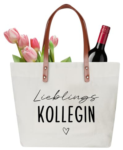 Wzczf Canvas bärkasse gåva, shoppingväska bomullsväska tygväska shoppingväska damer bärkasse väska handväska, presentidé för födelsedag, mors dag, jul, Colleague