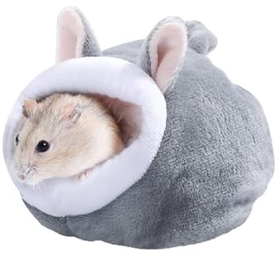 Hopzab 1 Pcs Hamster Bed Soft and Cozy Small Pet Sleeping Nest Mini Warm Animal House,for Hamsters Mini Hedgehogs Guinea Pigs Small Animals(Gray)