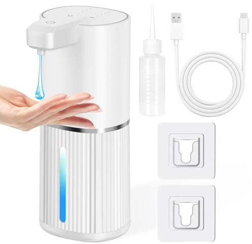 KOHRIUK Dispenser Sapone Automatico a Muro 380 ml,IPX5 Impermeabile, Touchless,Ricaricabile USB-C,per Cucina, Bagno,Sala da Pranzo
