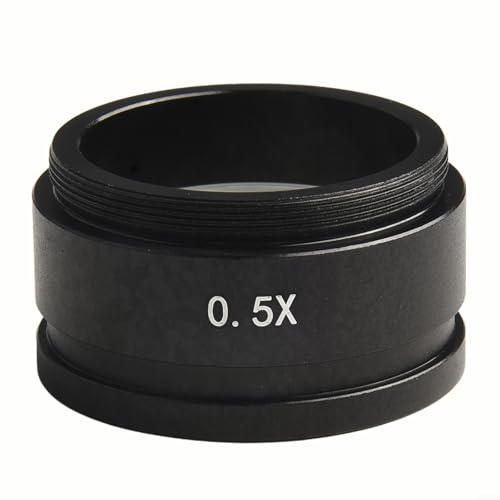 Lente de objetivo auxiliar de microscopio estéreo con rosca de 42 mm para lente Barlow, adecuada para microscopios industriales y de investigación (0,5 x)