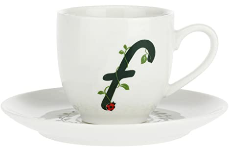 La Porcellana Bianca - Tazzina da Caffè con Piattino Lettera 'F' in Gift Box - Solotua - Arredo Casa, Tè, Caffè e Colazione - Porcellana - 90 cc