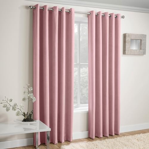 Enhanced Living Vogue Blush Pink 46 x 72 inch (117x183cm) Eyelet Thermal Noise Reducing Dim Out Curtains for Bedroom and Living Room