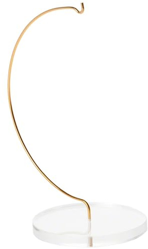 Plymor Wire Ornament Hanger Display with 3.25 Clear Acrylic Thick Round Base, 7 H