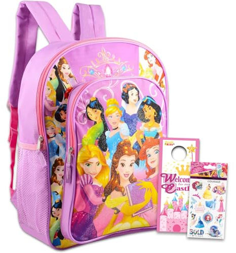 Disney Princess Backpack for Girls Kids Toddlers ~ Deluxe 16 Princess School Bag Bundle Featuing Ariel, Cinderella, Rapunzel, and More (Disney Princess School Supplies)