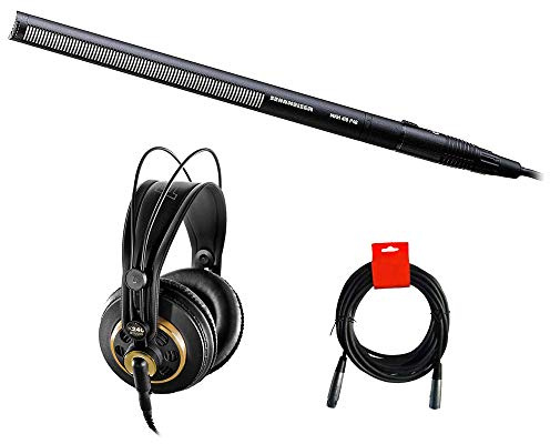 Sennheiser MKH416-P48U3 Super-Cardioid Shotgun Tube Condenser Microphone with AKG K 240 Studio Pro Headphones & XLR-XLR Cable Bundle
