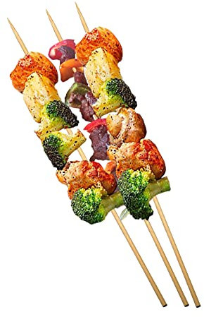 Ram© 300 Pieces Bamboo BBQ Skewers Wooden STICKS For BBQs Party Garden Kebab Chocolate Fountain Skewers 25CM