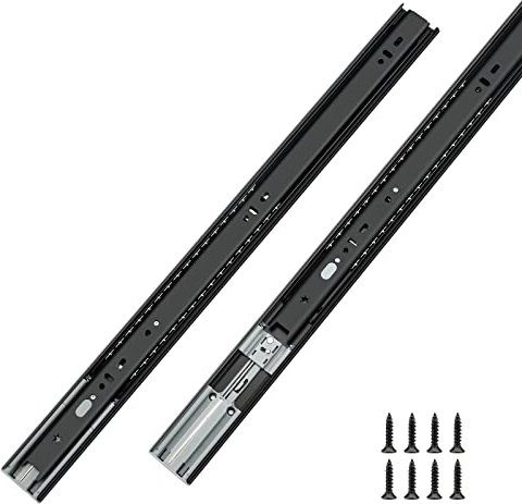 LONTAN Soft Close Drawer Slides 22 Inch Cabinet Rails Black 10 Pairs Ball Bearing Dresser Glides Heavy Duty Full Extension Kitchen Cabinet Runners 100 LB Capacity