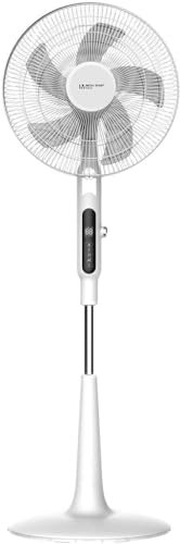 Ventilatore a Piantana 65 Watt con Telecomando Timer Metallo ABS 5 Pale 10 Velocità Diametro 40 Oscillazione Inclinazione Altezza Regolabile (Bianco)