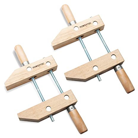 POWERTEC 71839 Wooden Handscrew Clamp- 12 Inch | Hand Screw Clamps for Woodworking, 2 PK