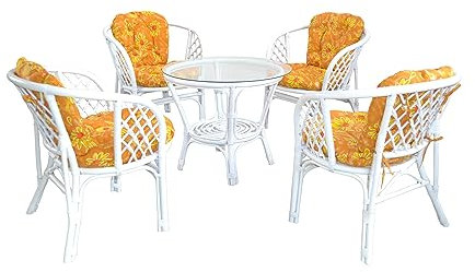 moebel direkt online Rattansitzgruppe (5tlg.) Laurin Bezug Sonnenblumenmotiv