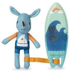 LILLIPUTIENS, Joe Surfeur Magique, Jouet de Bain Enfant, Dès 12 Mois | Réagit au contact de l'Eau Tiède, 1 Personnage Dragon + 1 Planche de Surf avec Impression Magique, Séchage Rapide